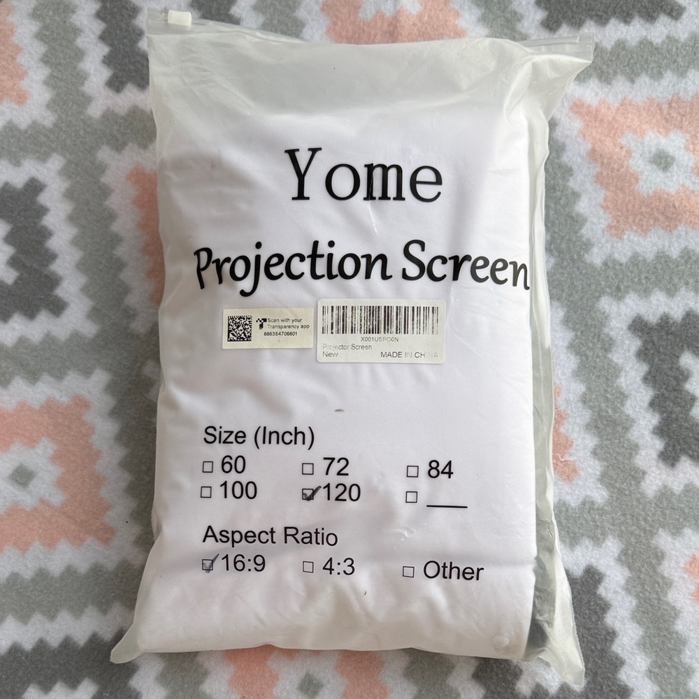 NWT 120” Yome White Projection Screen